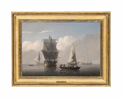 Merchantmen and fishing vessels becalmed