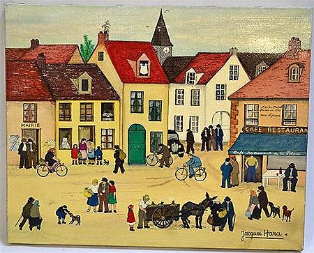 Un village et sa place, quelque part en France