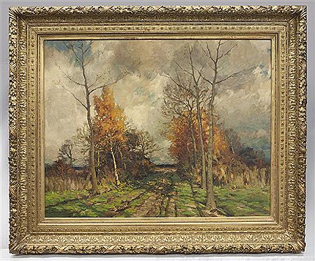 "Country Road in Autumn" by Frans Giel - Auction record, sale price, and art valuation. Compare with similar artists and explore comparable artworks.