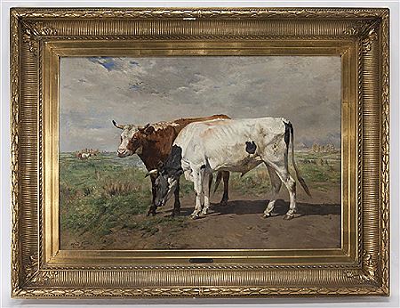 Untitled (Brown and white cows) by Alfred Jacques Verwee - Auction record, sale price, and art valuation. Compare with similar artists and explore comparable artworks.
