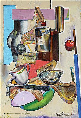 Sample artwork by David Pataraia (Born 1971), known for abstract, cartoonish whimisical figures - View similar artists and auction records