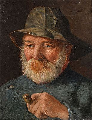 Portrait of a fisherman smoking a pipe