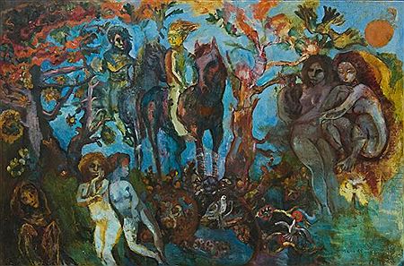 Riders in a Tropical Garden