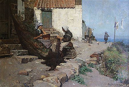 Mending Nets at Runswick Bay