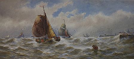 Fishing Boats Returning to Harbour in a Heavy Sea