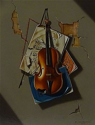 Still Life with Violin - trompe l'oeil