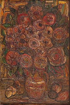 Flowers in clay jug