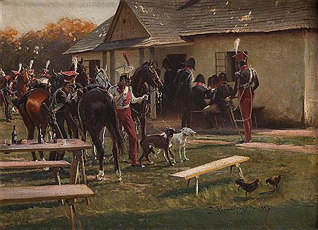 Uhlani during a Break, 1897 by Zygmunt Rozwadowski - Auction record, sale price, and art valuation. Compare with similar artists and explore comparable artworks.
