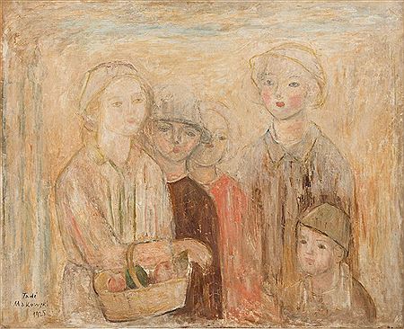 Group of Children with a Fruit Basket, circa 1925