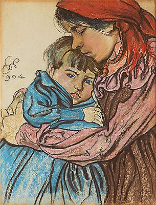 Sample artwork by Stanislas Mateusz Ignacy Wyspianski (1869 - 1907), known for female subject portrait and figure painting, landscapes, interior and furniture design - View similar artists and auction records