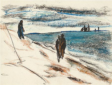 Untitled (walkers on the beach of Hiddensee)