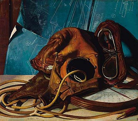 Untitled (Aviator's Mask with Goggles and Blueprint) 1932 by Edmund Arthur Harvey - Auction record, sale price, and art valuation. Compare with similar artists and explore comparable artworks.
