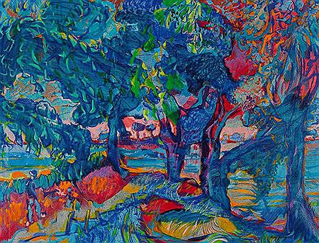 Bunte Landschaft mit Mann und Hund by Rolf Durig - Auction record, sale price, and art valuation. Compare with similar artists and explore comparable artworks.