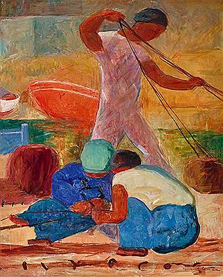 Pescatori alla rete by Regina Conti - Auction record, sale price, and art valuation. Compare with similar artists and explore comparable artworks.
