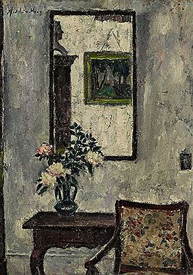 Interieur mit Spiegel, Blumenstrauss und Armlehnstuhl by Madeleine Woog - Auction record, sale price, and art valuation. Compare with similar artists and explore comparable artworks.