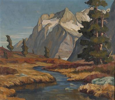 Sample artwork by Elfriede Jungk (1889 - c. 1955), known for modernist mountain landscape painting, woodcutter - View similar artists and auction records