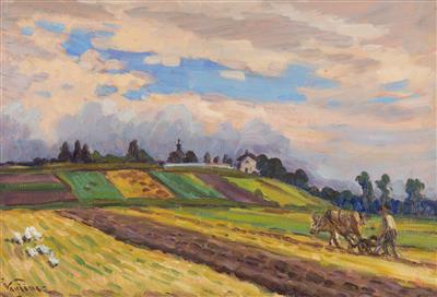 Landscape with a Ploughman by Frantisek Vavrina - Auction record, sale price, and art valuation. Compare with similar artists and explore comparable artworks.