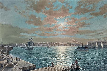 Boston: The Harbor by Moonlight