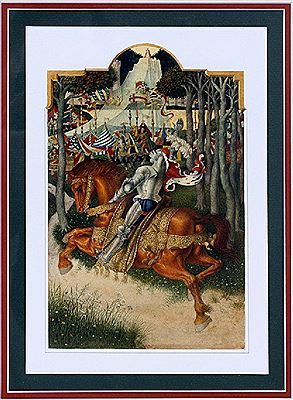 SILVER KNIGHT ON CHESTNUT HORSE