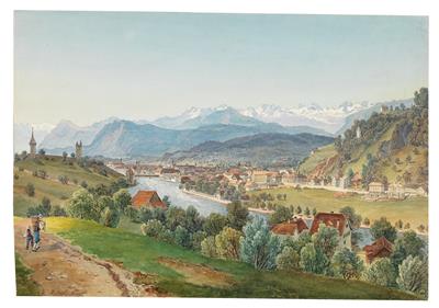 Blick auf die alte Stadtmauer, die Reuss und die Stadt Luzern by Johann Baptiste Marzohl - Auction record, sale price, and art valuation. Compare with similar artists and explore comparable artworks.