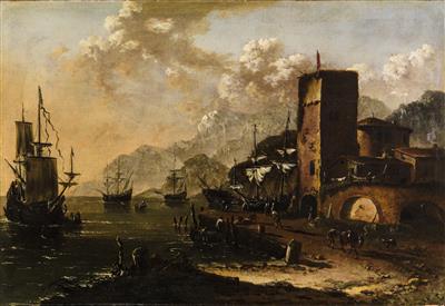 A Mediterranean harbour with ships
