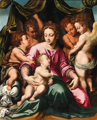 Madonna and Child with the Infant Saint John the Baptist and angels by Vincent Sellaer - Auction record, sale price, and art valuation. Compare with similar artists and explore comparable artworks.