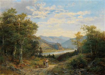 View of the Elbe Valley with the Bohemian Central Uplands and Strekov Castle in the background around 1860
