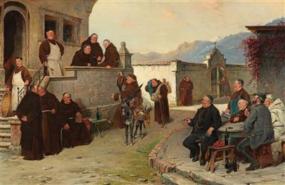 The arrival at the monastery by Adolf Humborg - Auction record, sale price, and art valuation. Compare with similar artists and explore comparable artworks.