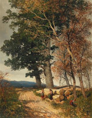 Landscape in Lower Austria with decorative figures