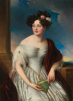 Portrait of Pauline of Württemberg (1800–1873) before a landscape background by Johann Nepomuk Ender - Auction record, sale price, and art valuation. Compare with similar artists and explore comparable artworks.