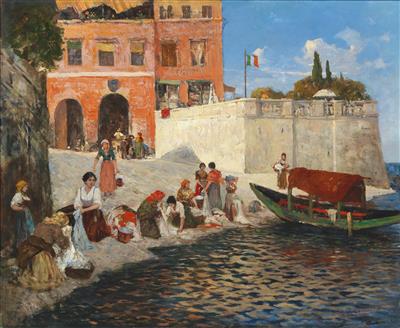 Washerwomen by the Lake (Lake Como?)