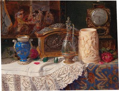 Still Life with Antiques by Lea Reinhart - Auction record, sale price, and art valuation. Compare with similar artists and explore comparable artworks.