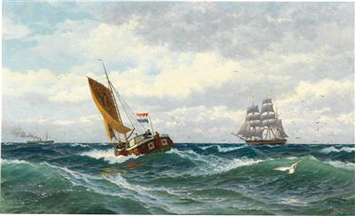 Fishing Boats Meeting on the High Seas