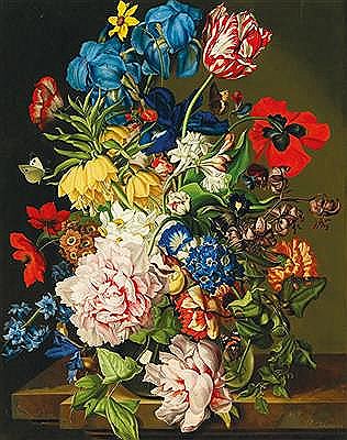 Two bouquets of flowers with butterflies