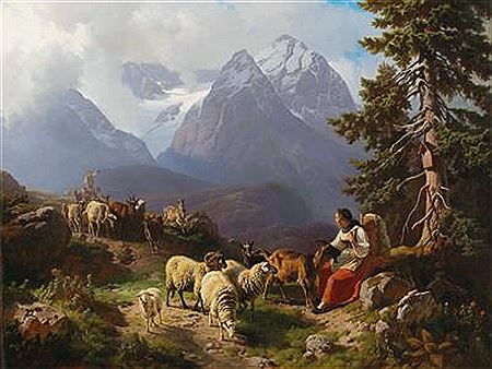 Sheep and goatherders with cattle returning home by Robert Eberle - Auction record, sale price, and art valuation. Compare with similar artists and explore comparable artworks.