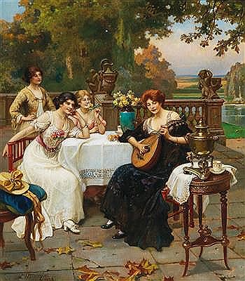 Music-making in a vast park landscape