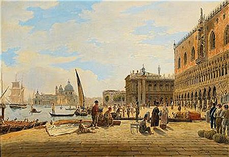 Venice - Riva degli Schiavoni with Palazzo Ducale, with a view of Santa Maria della Salute