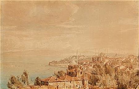 A view of Istanbul: Bosporus, Hagia Sophia and Sultan Ahmed Mosque