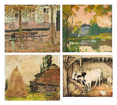 La guinguette, Maison sur la berge, Meule et grange AND Vaches dans l'étable (4)