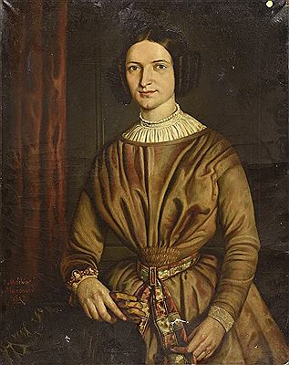 Portait de jeune femme au bracelet orné de camées