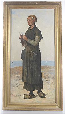 Old woman knitting