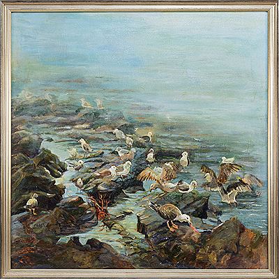 Coastal scene with gulls