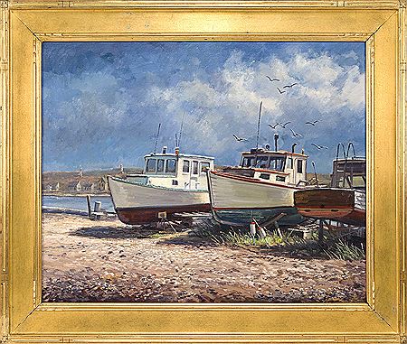 Sample artwork by Michael Stoffa (1923 - 2001), known for still-life, marine, and portrait painter - View similar artists and auction records