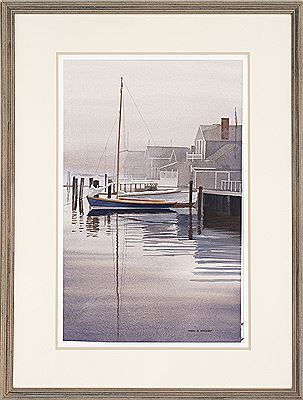 Sailboat at dock, likely Nantucket by Karol Wyckoff - Auction record, sale price, and art valuation. Compare with similar artists and explore comparable artworks.
