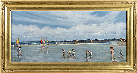 Figures on the beach, likely Nantucket