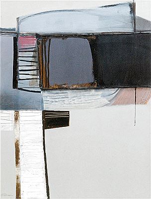 Abstract form in greys and pink