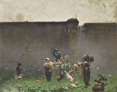 La raccolta delle zucche, 1873 by Francesco Paolo Michetti - Auction record, sale price, and art valuation. Compare with similar artists and explore comparable artworks.