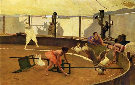 Ciarlatani con oche (L'educazione delle oche nel circo), 1897-98