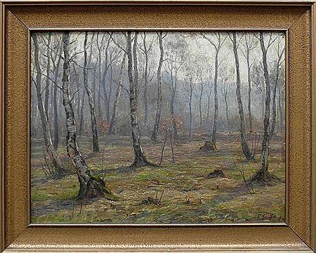 "Herbstliche Waldlandschaft" mit Birken bei Staaberg; 1933