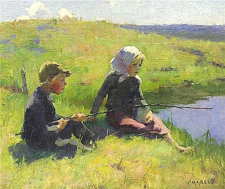 CHILDREN FISHING IN A SUNLIT LANDSCAPE by Mary Alexandra Bell Eastlake - Auction record, sale price, and art valuation. Compare with similar artists and explore comparable artworks.